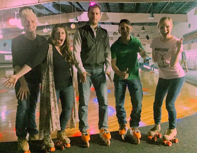 Celebrating Steph's birthday with a good ol' surprise ROLLER SKATING party!